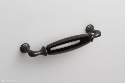 New Deco мебельная ручка-скоба 128 мм графит и черная глянцевая керамика