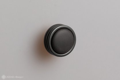 P49 мебельная ручка-кнопка, графит с черной матовой керамикой