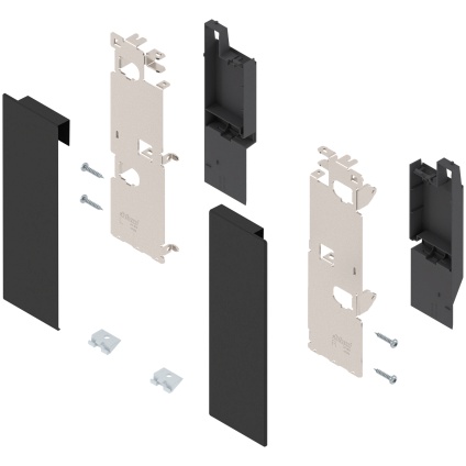 LEGRABOX, комплект держателей фасада, высота C, для высоких внутренних ящиков с релингом, терра-черный