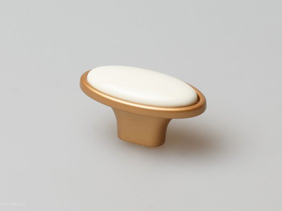 Grace мебельная ручка-кнопка матовое золото с кремовой керамикой