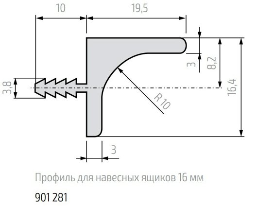 Профиль для навесных ящиков 901281, золото, 5 м.