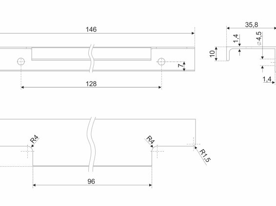 Ray торцевая мебельная ручка для фасадов 150 мм сатиновое золото