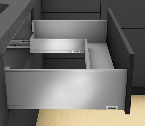 Ящик под мойку LEGRABOX pure TIP-ON BLUMOTION (высота C 177, глубина 500 мм, до 40 кг), для тонких фасадов, терра-черный