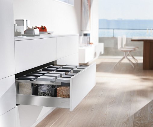 Ящик TANDEMBOX antaro с TIP-ON BLUMOTION (высота D 224, глубина 400 мм, вес ящика от 10 до 30 кг), крепление саморезы, нержавеющая сталь